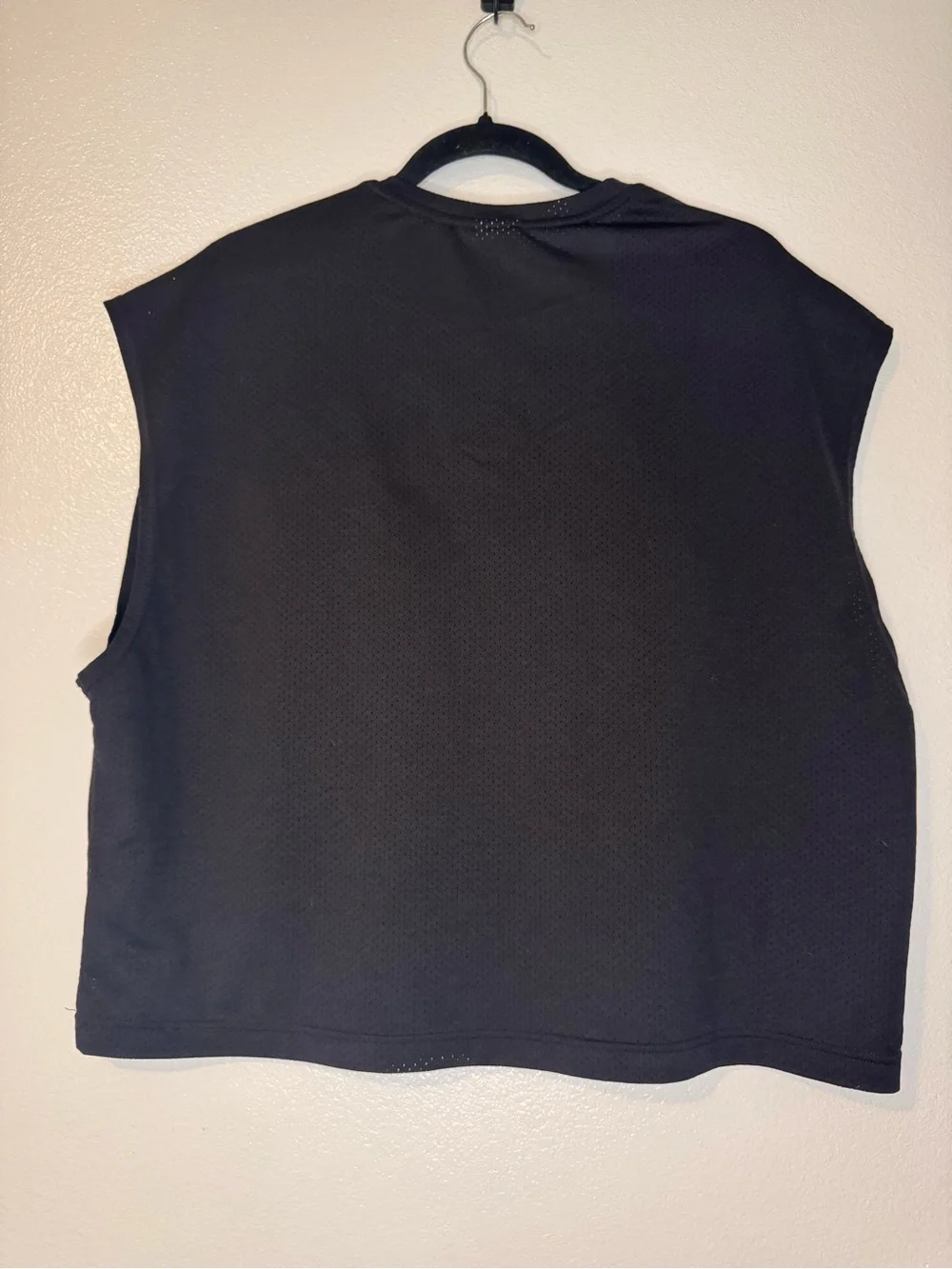 Nike swim men’s cropped Black Muscle Tank with White Swoosh size large